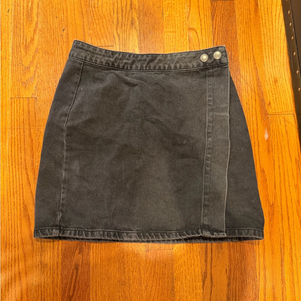 ASOS Classic Black Denim Mini Wrap Skirt
